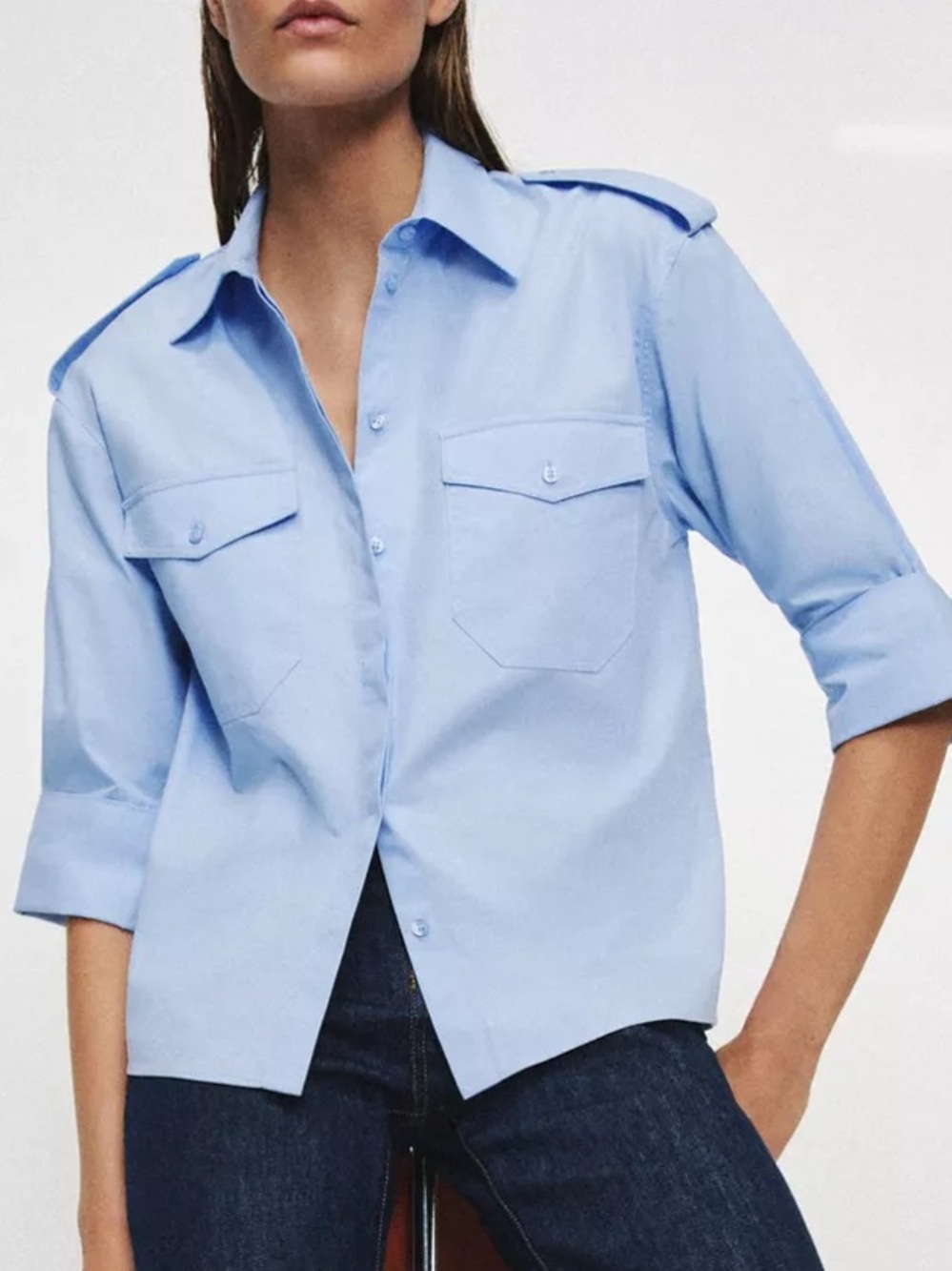 POPLIN SHIRT WITH POCKETS ZW COLLECTION